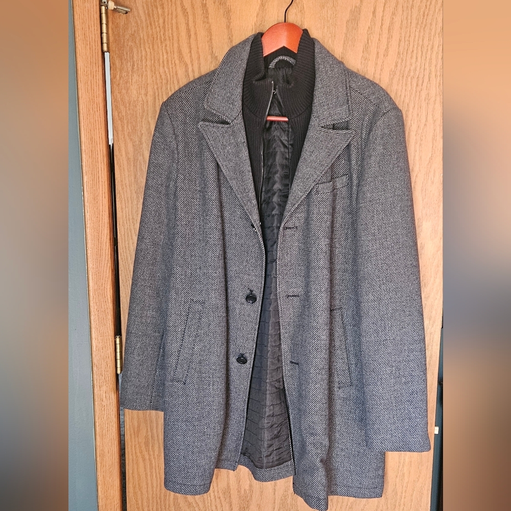 Kenneth Cole Black Quilted Jacket With Ribbed Zip-up Liner XL